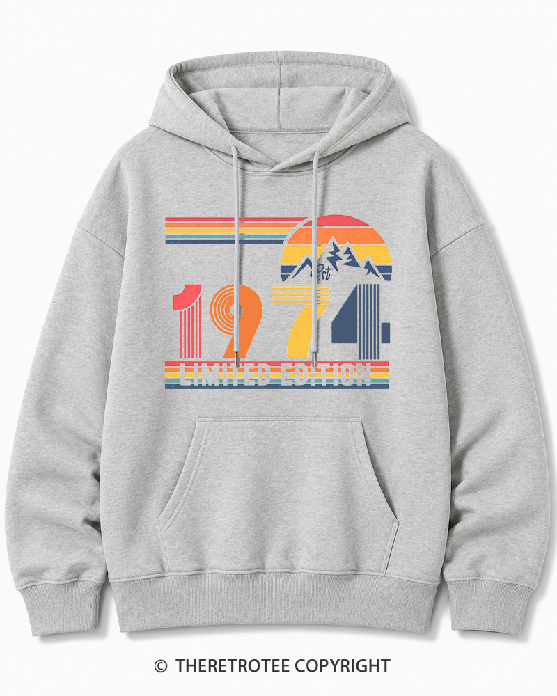 TheRetroTee Birthday Year Number 1970s Cotton Hoodie