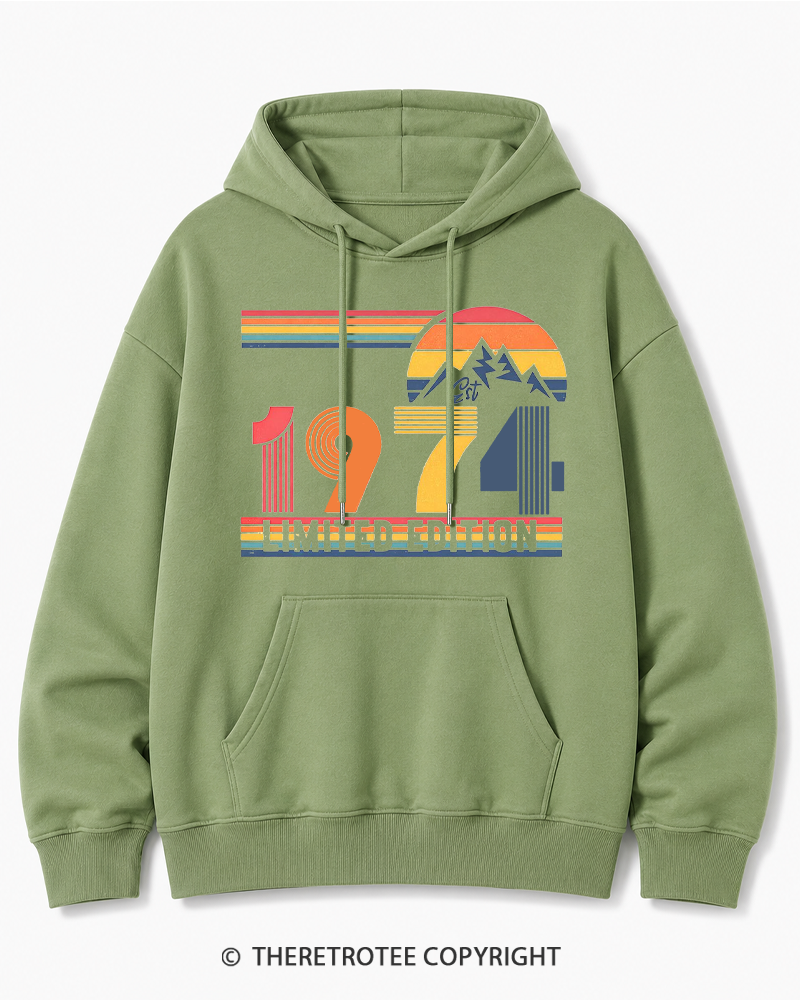 TheRetroTee Birthday Year Number 1970s Cotton Hoodie