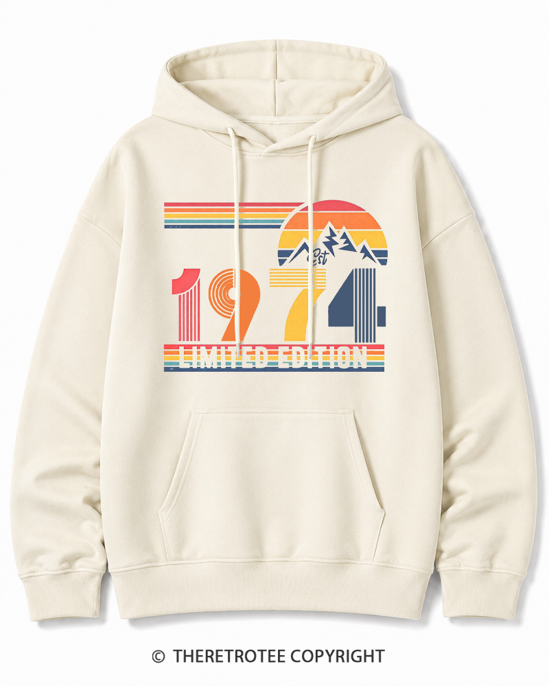 TheRetroTee Birthday Year Number 1970s Cotton Hoodie