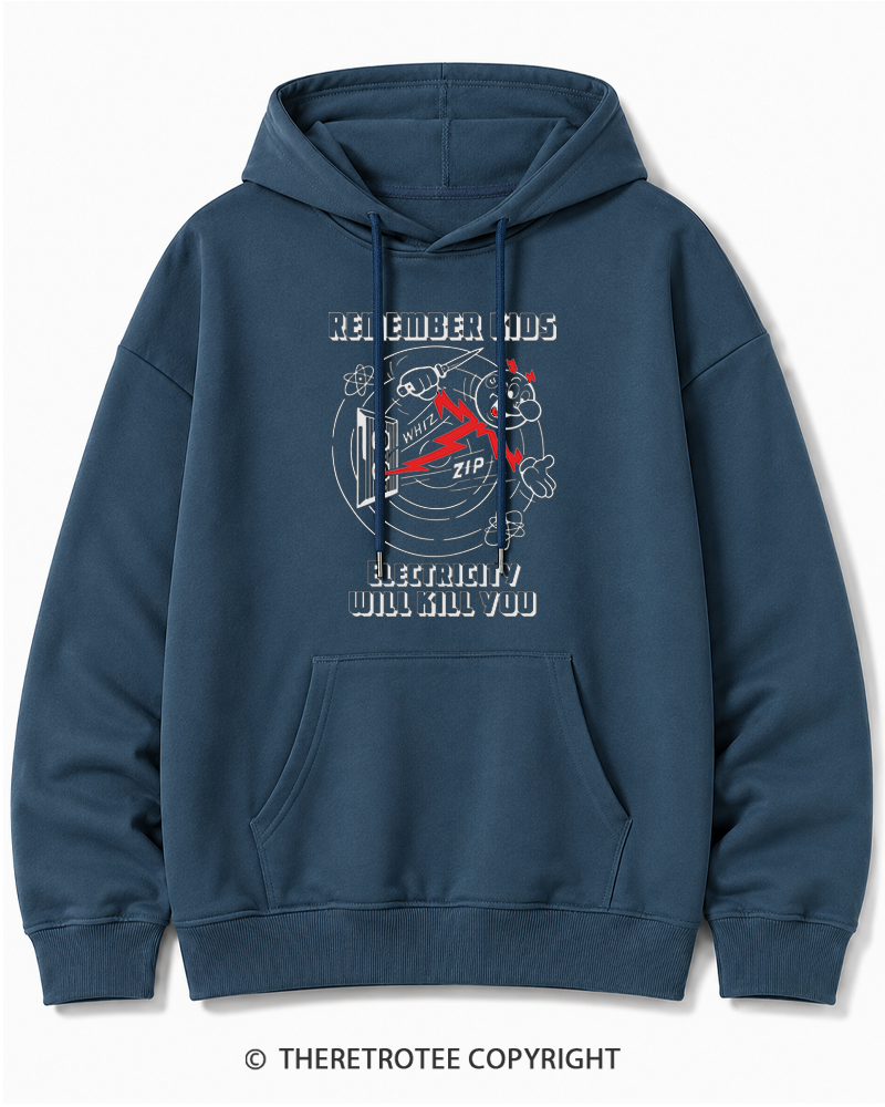 TheRetroTee Electricity Will Kill You 1960s Cotton Hoodie