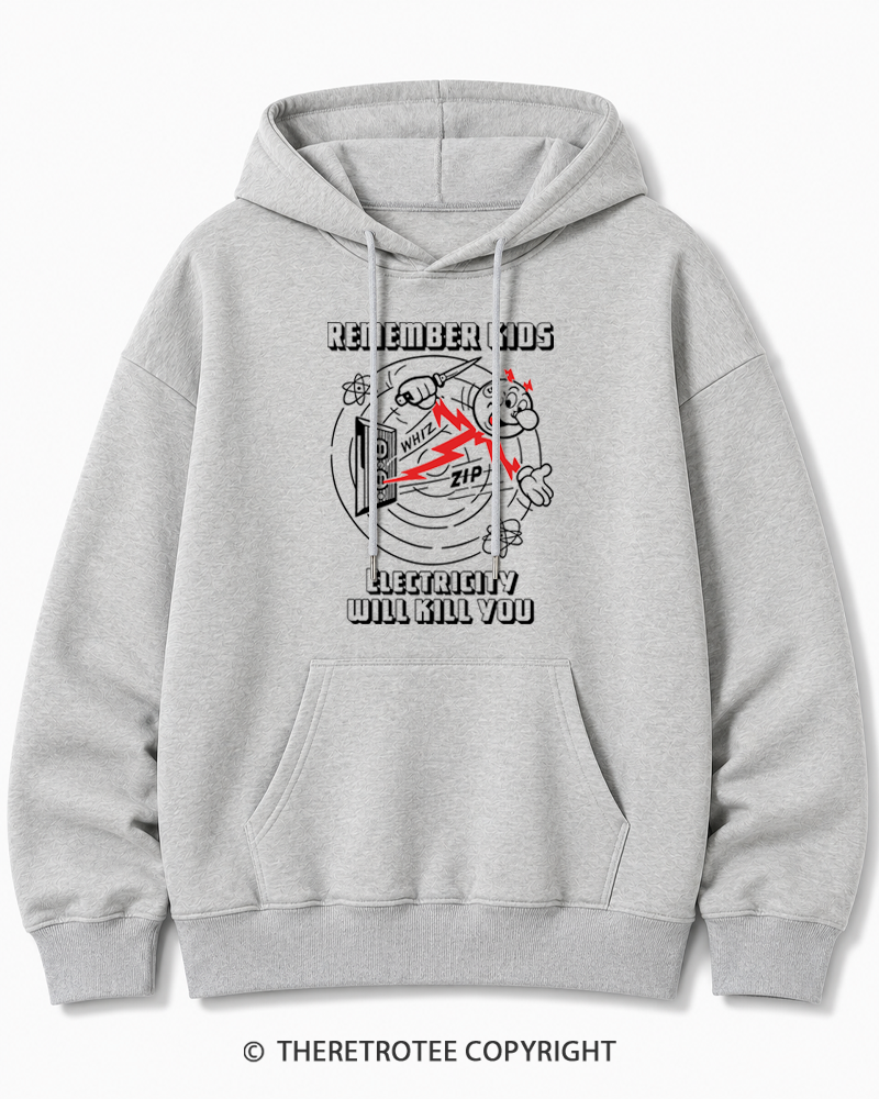 TheRetroTee Electricity Will Kill You 1960s Cotton Hoodie