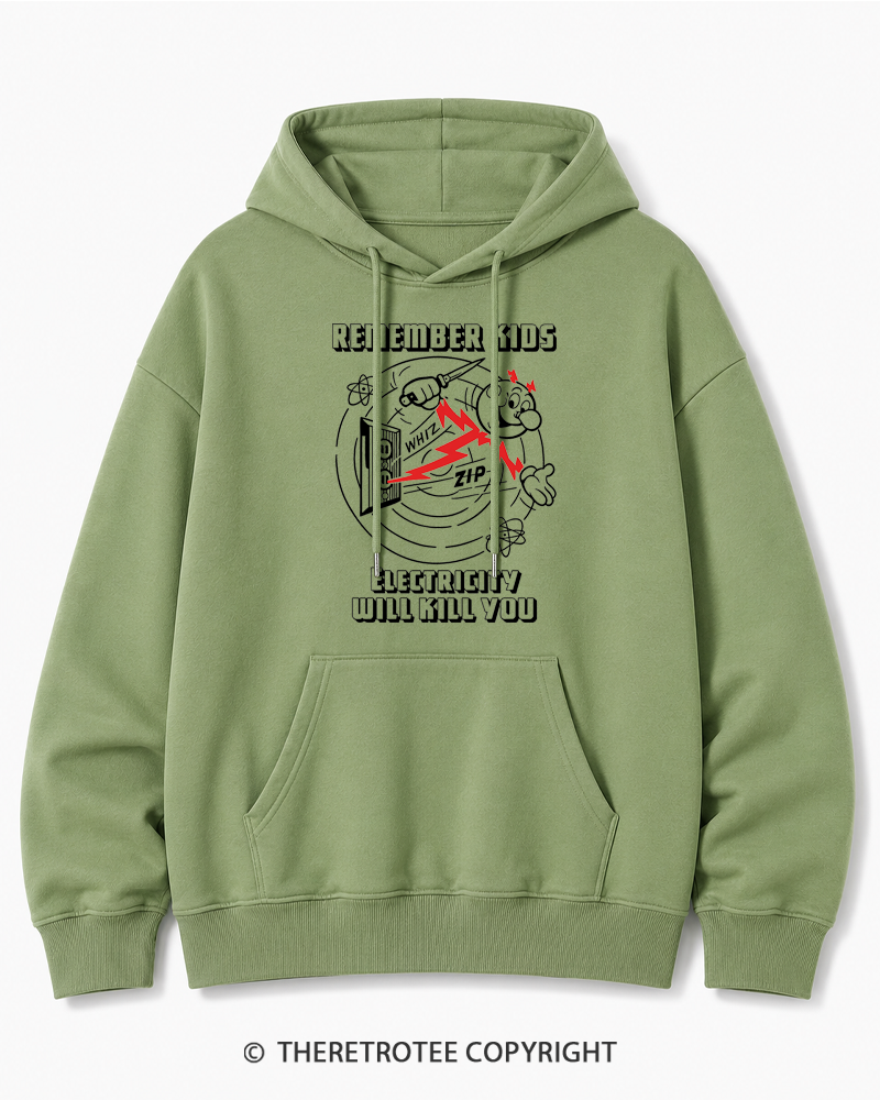 TheRetroTee Electricity Will Kill You 1960s Cotton Hoodie