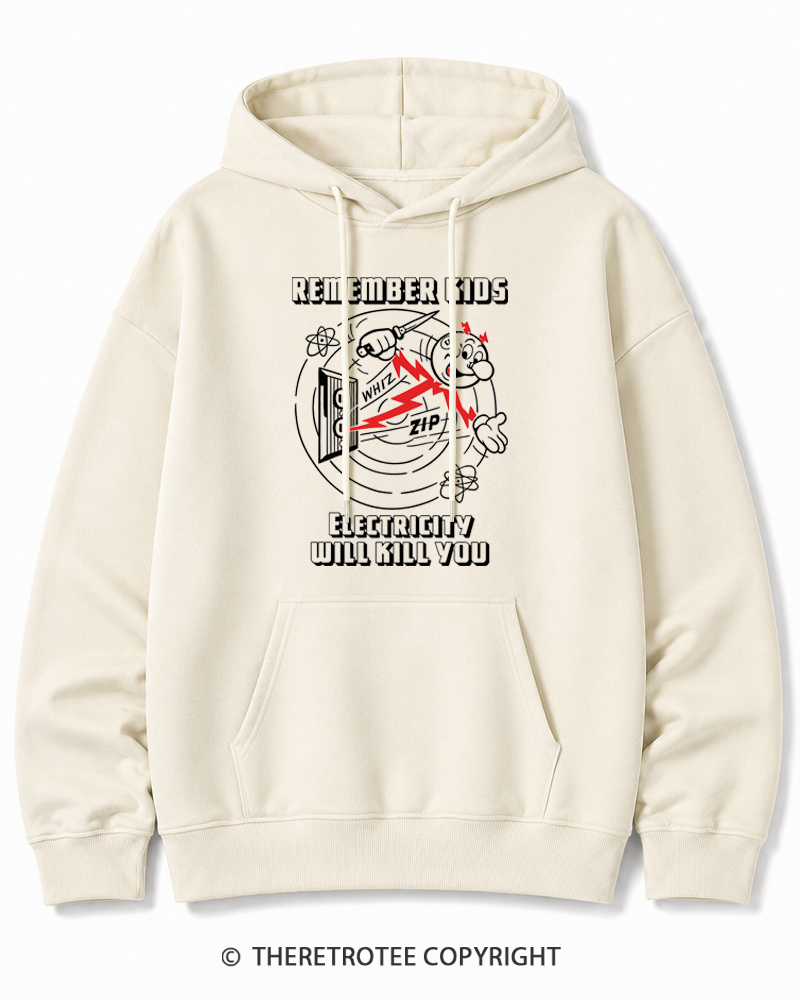 TheRetroTee Electricity Will Kill You 1960s Cotton Hoodie