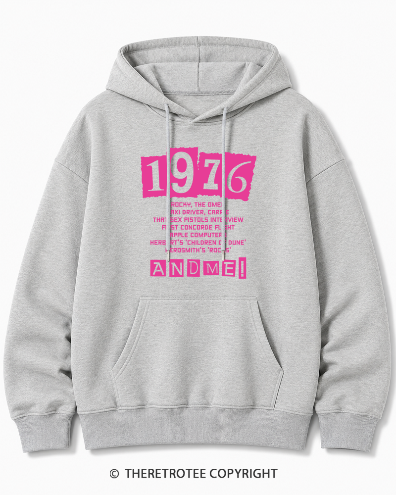 TheRetroTee 1976 Big Events 1970s Cotton Hoodie