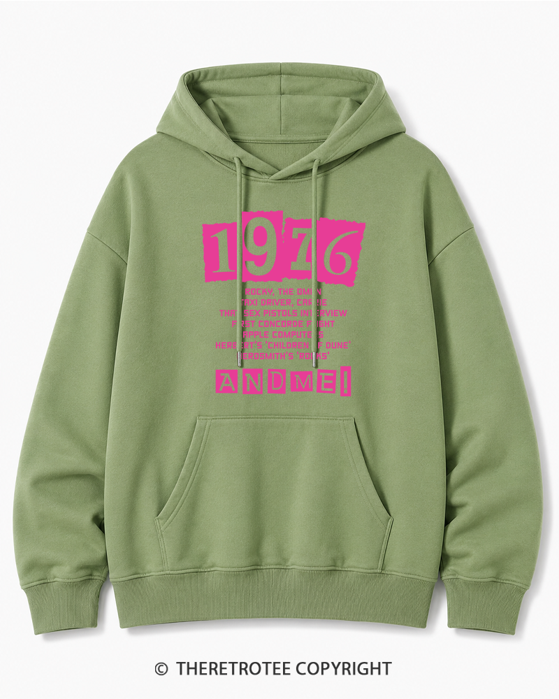 TheRetroTee 1976 Big Events 1970s Cotton Hoodie