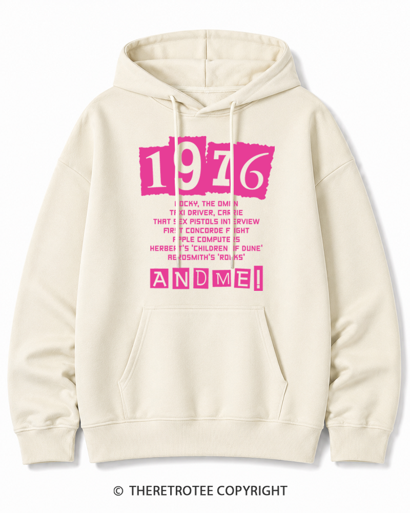 TheRetroTee 1976 Big Events 1970s Cotton Hoodie