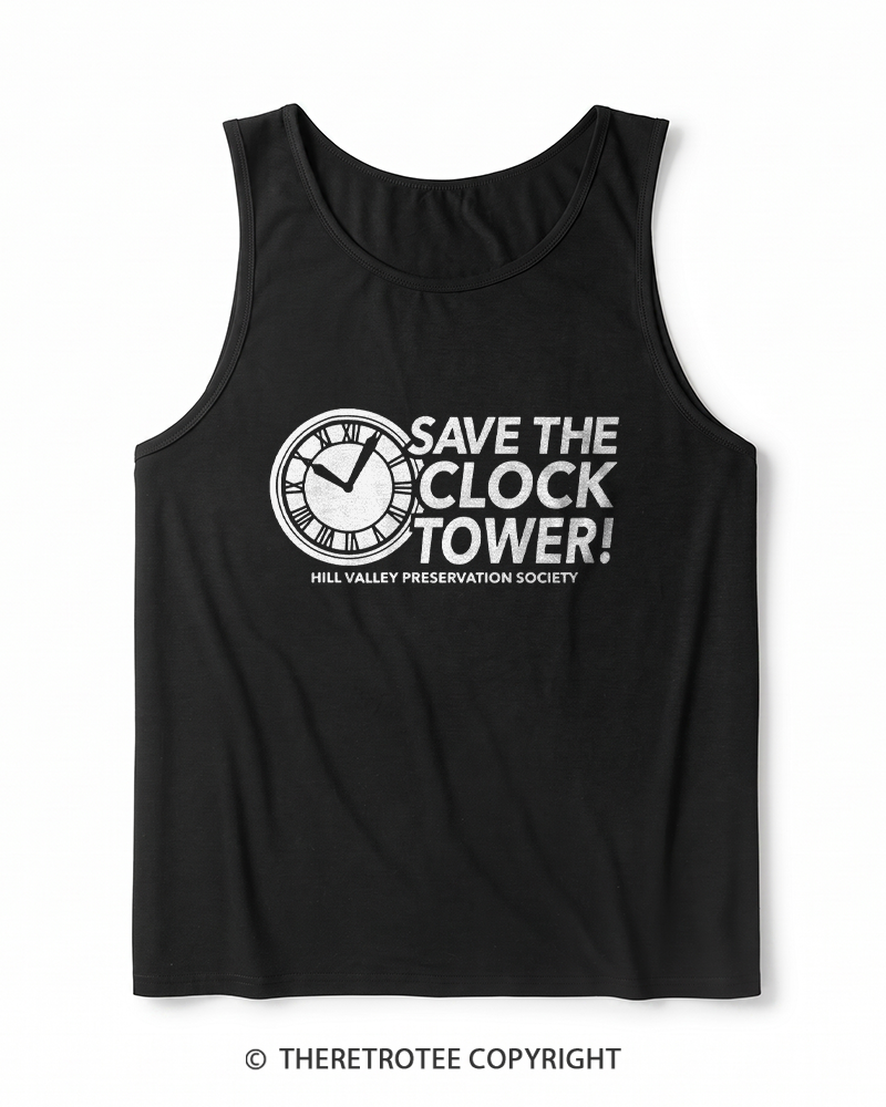 TheRetroTee Save The Clock Tower 1980s Heather Tank Top