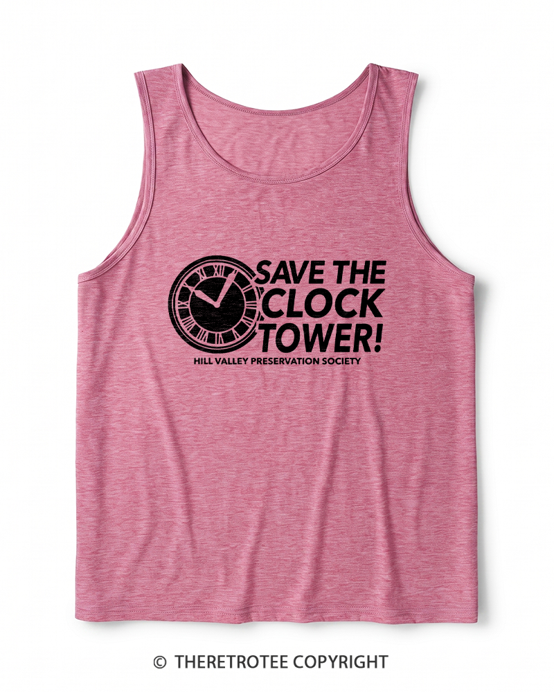 TheRetroTee Save The Clock Tower 1980s Heather Tank Top