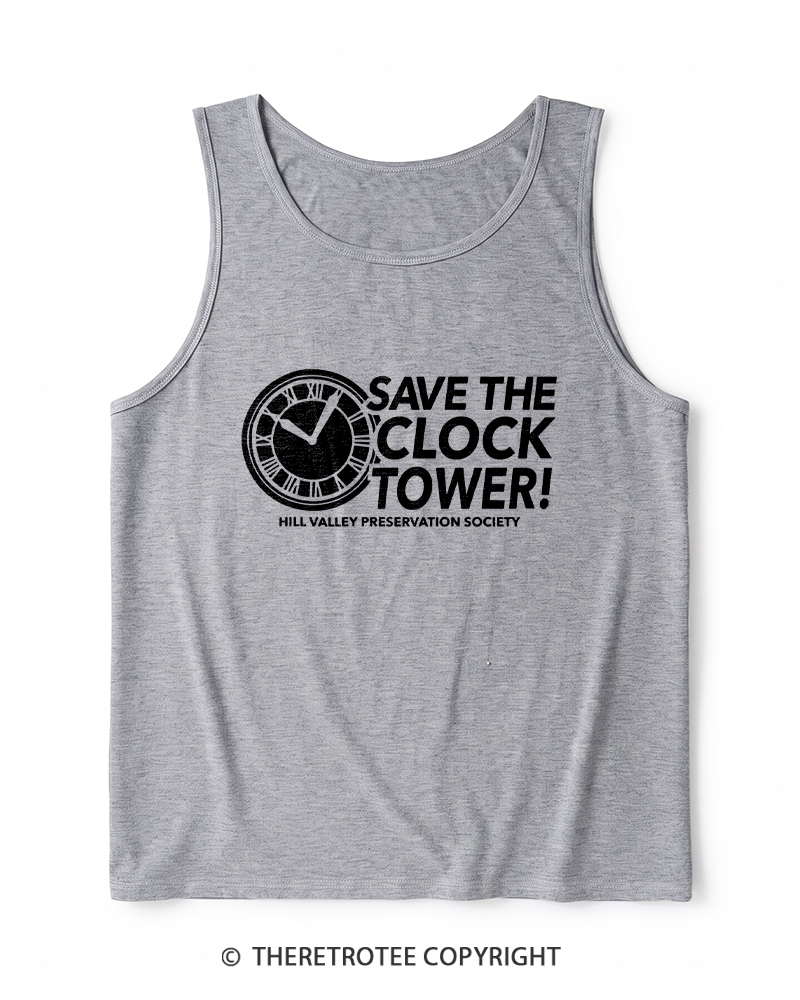 TheRetroTee Save The Clock Tower 1980s Heather Tank Top