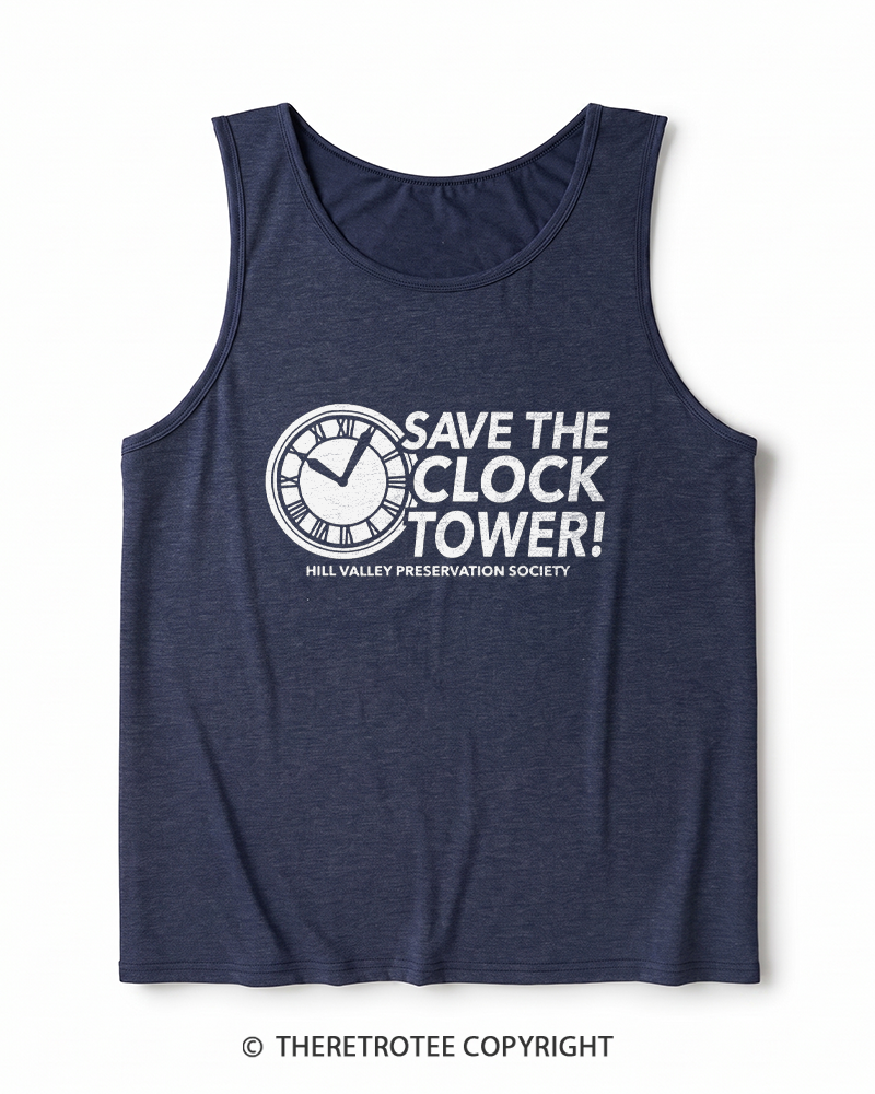 TheRetroTee Save The Clock Tower 1980s Heather Tank Top