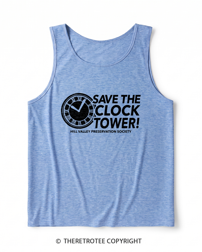 TheRetroTee Save The Clock Tower 1980s Heather Tank Top