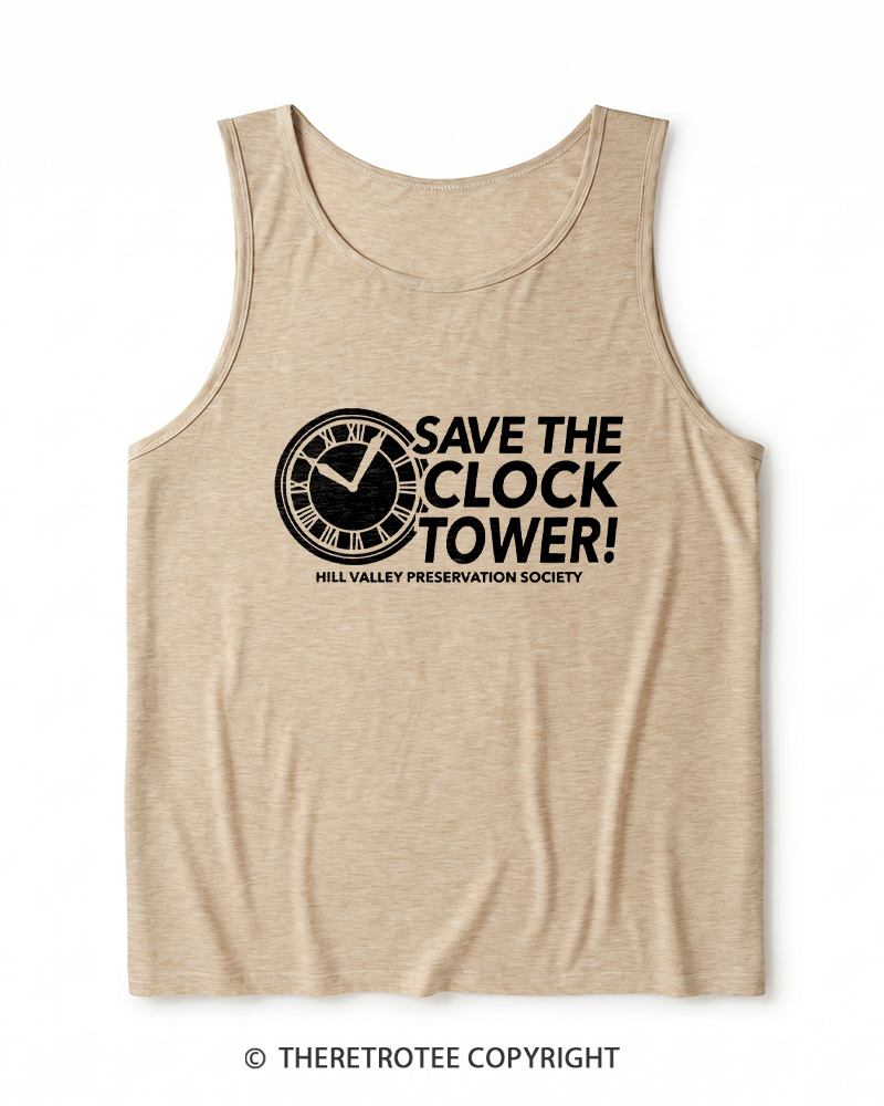 TheRetroTee Save The Clock Tower 1980s Heather Tank Top