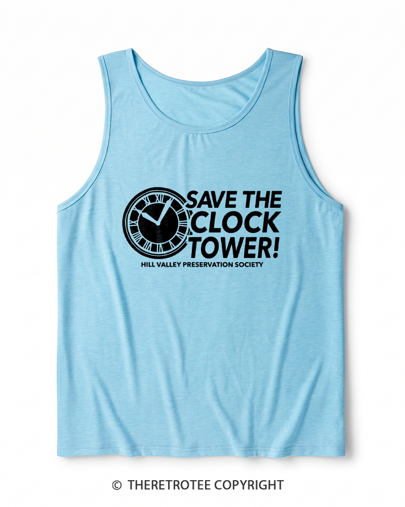 TheRetroTee Save The Clock Tower 1980s Heather Tank Top