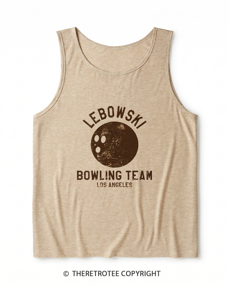 TheRetroTee Lebowski Bowling Team Los Angeles 1980s Men's Heather Tank Top