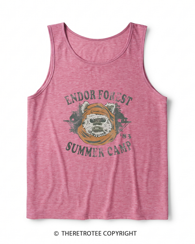 TheRetroTee Endor Forest Summer Camp 1980s Heather Tank Top
