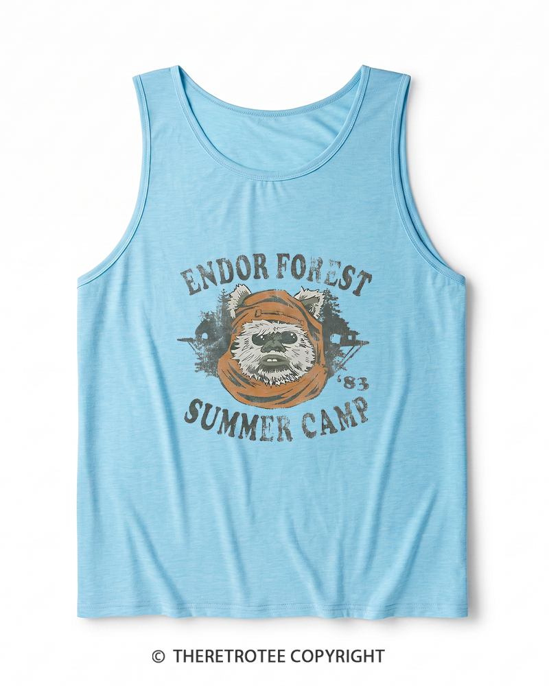 TheRetroTee Endor Forest Summer Camp 1980s Heather Tank Top