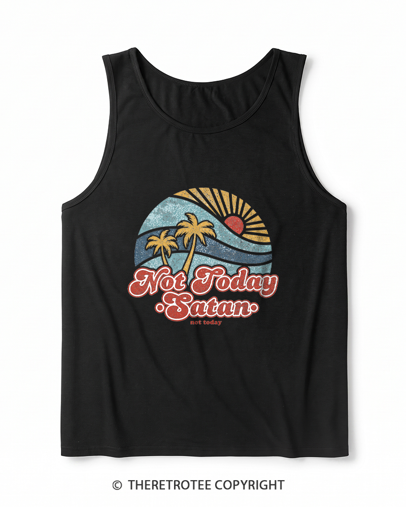TheRetroTee Not Today Satan Heather Tank Top