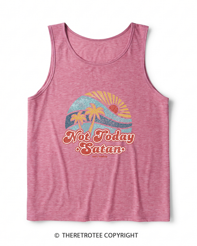 TheRetroTee Not Today Satan Heather Tank Top
