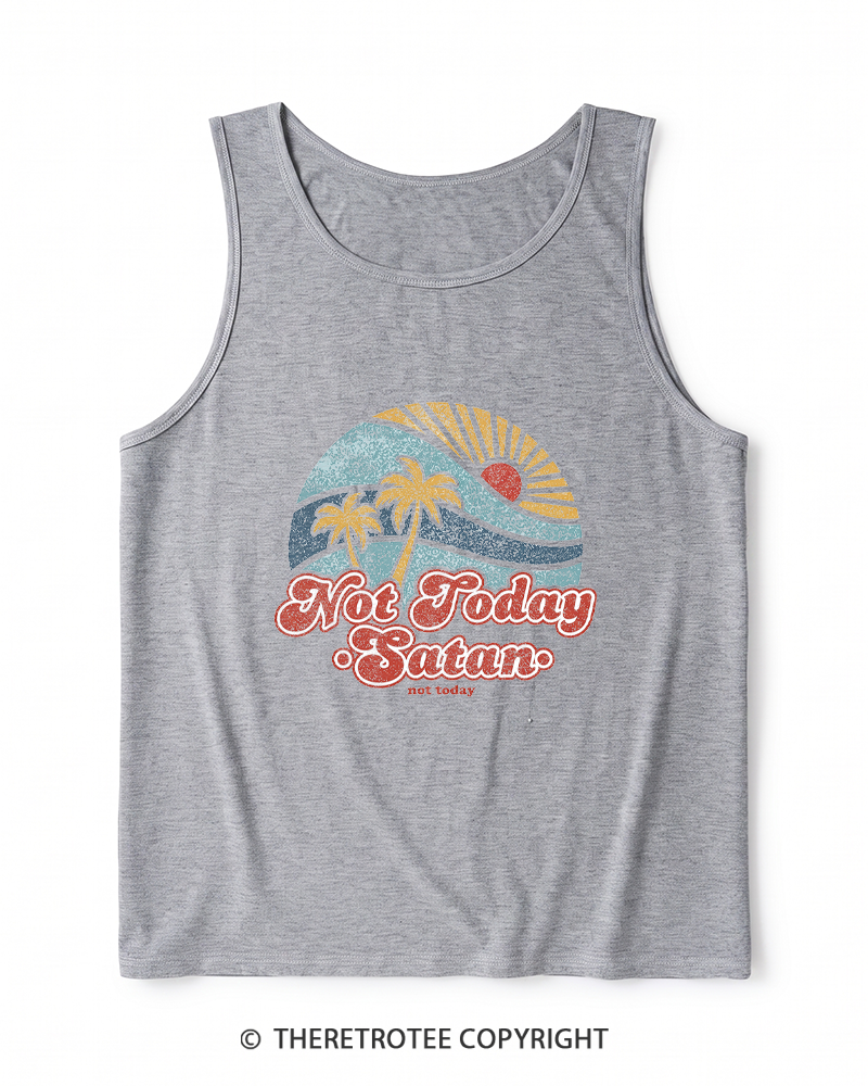 TheRetroTee Not Today Satan Heather Tank Top