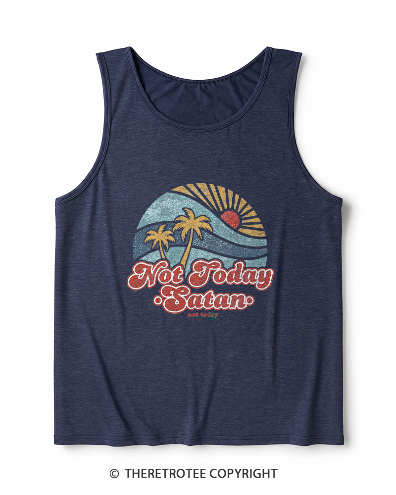 TheRetroTee Not Today Satan Heather Tank Top