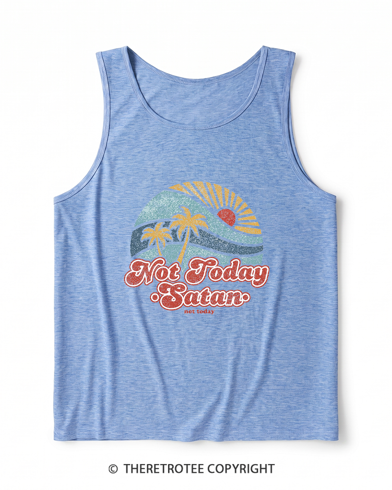 TheRetroTee Not Today Satan Heather Tank Top