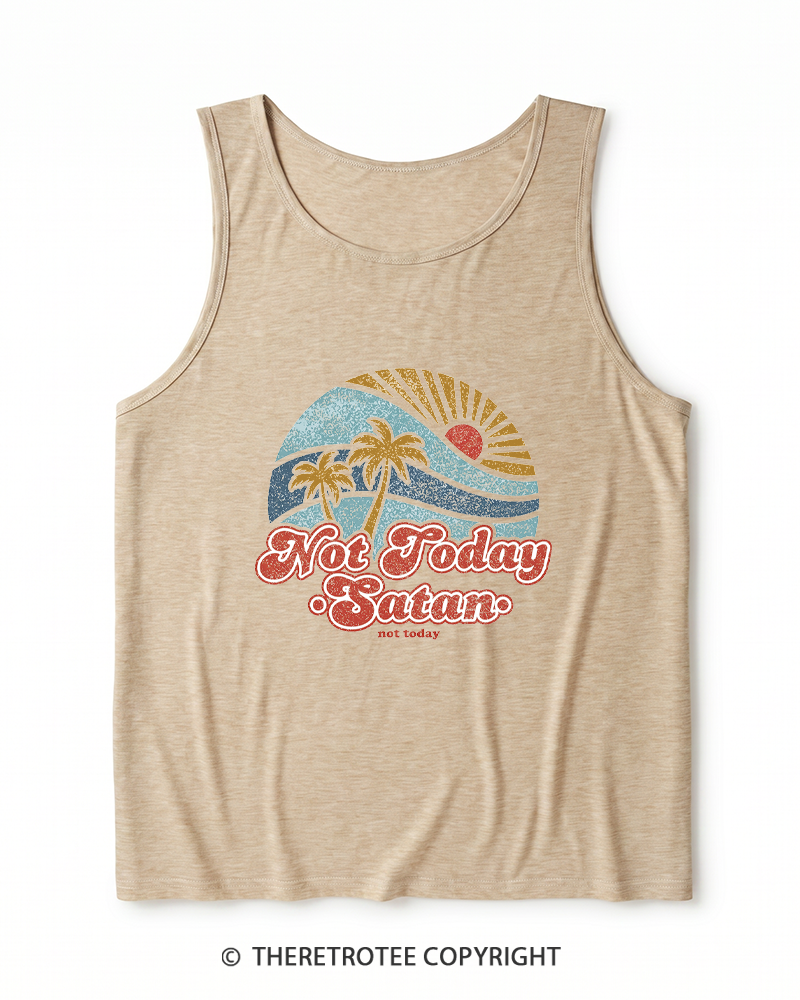 TheRetroTee Not Today Satan Heather Tank Top