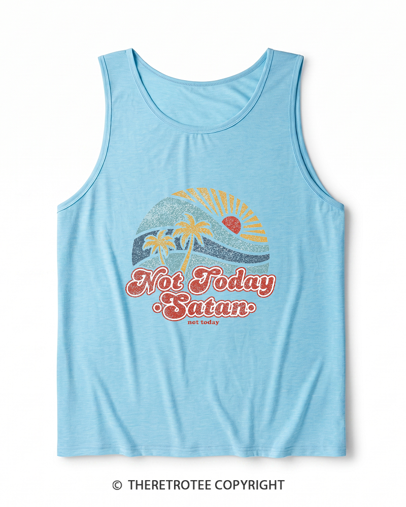TheRetroTee Not Today Satan Heather Tank Top