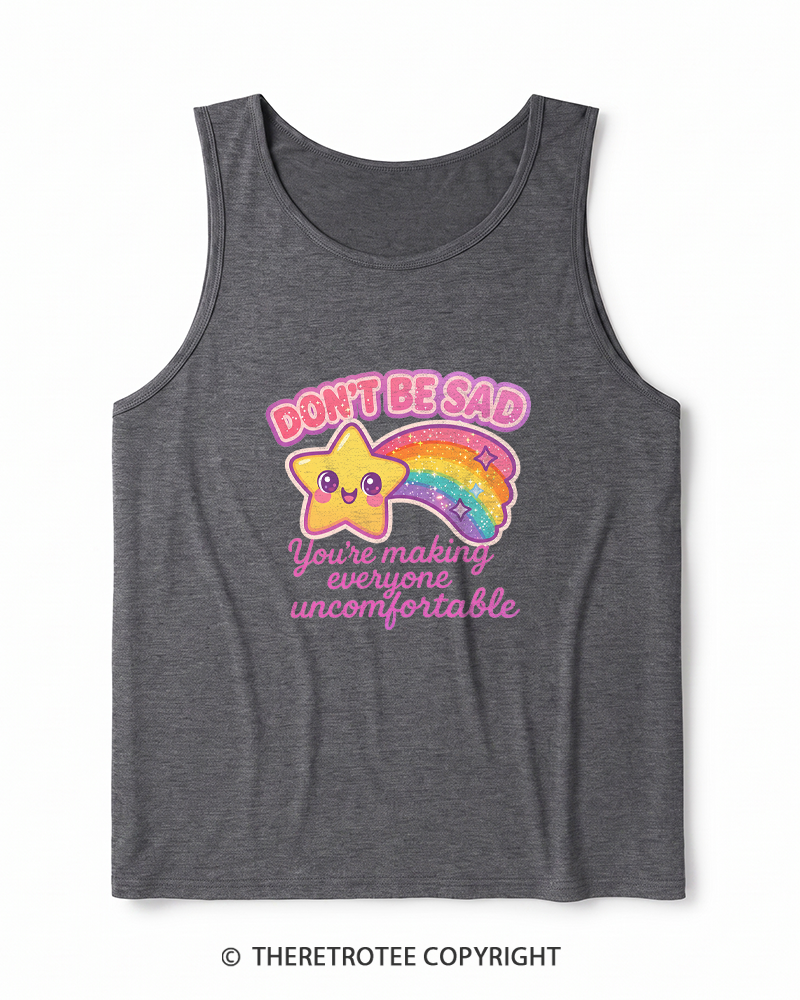 TheRetroTee Sarcastic Rainbow Star 1970s Heather Tank Top