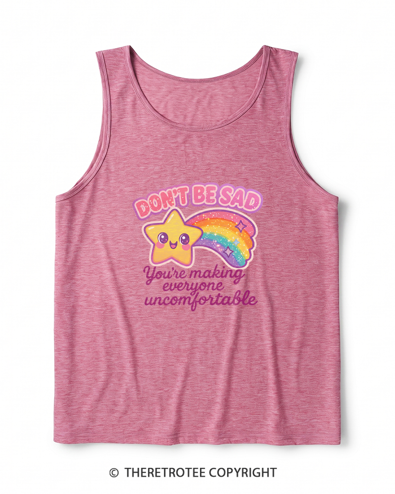 TheRetroTee Sarcastic Rainbow Star 1970s Heather Tank Top