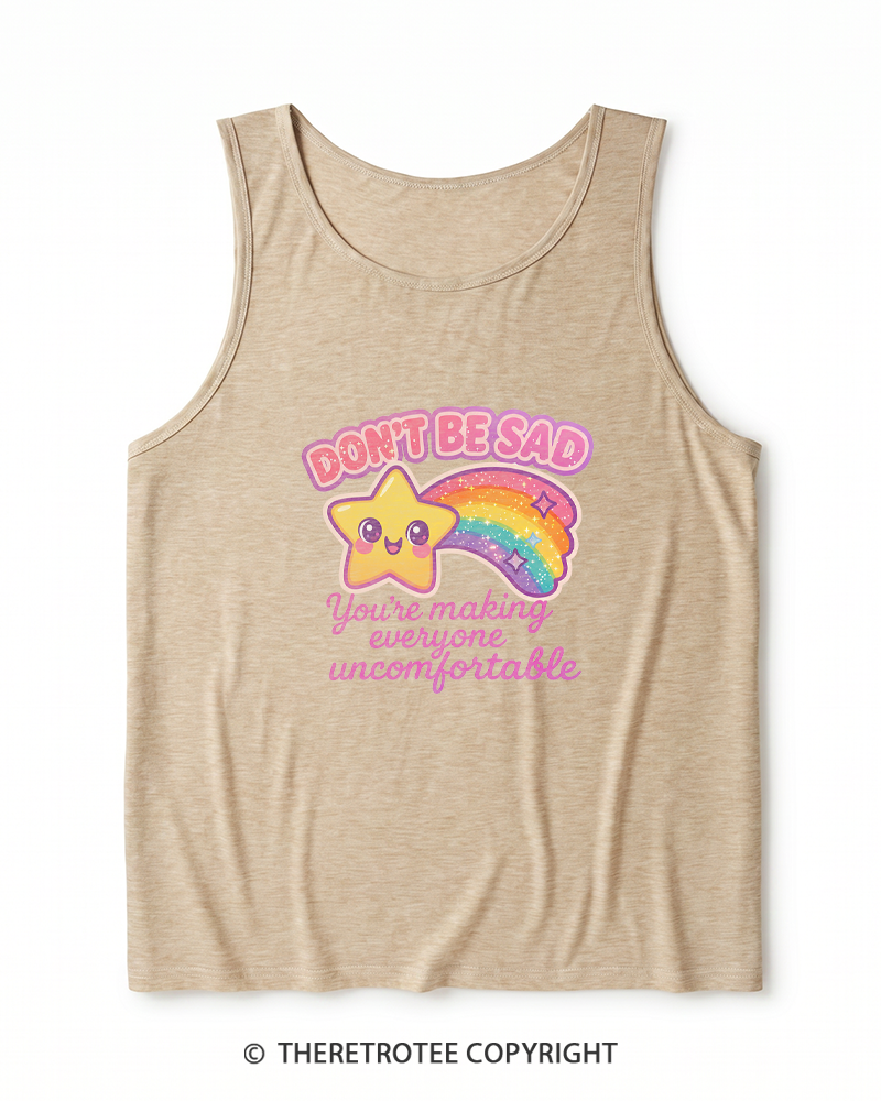 TheRetroTee Sarcastic Rainbow Star 1970s Heather Tank Top