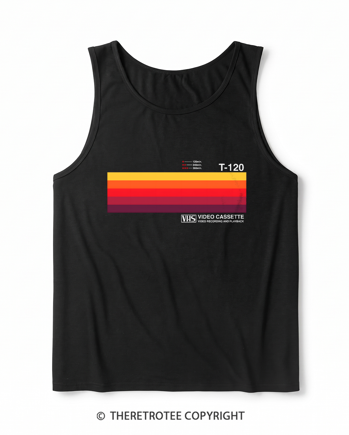 TheRetroTee Sunset Video Cassette VHS 1980s Heather Tank Top