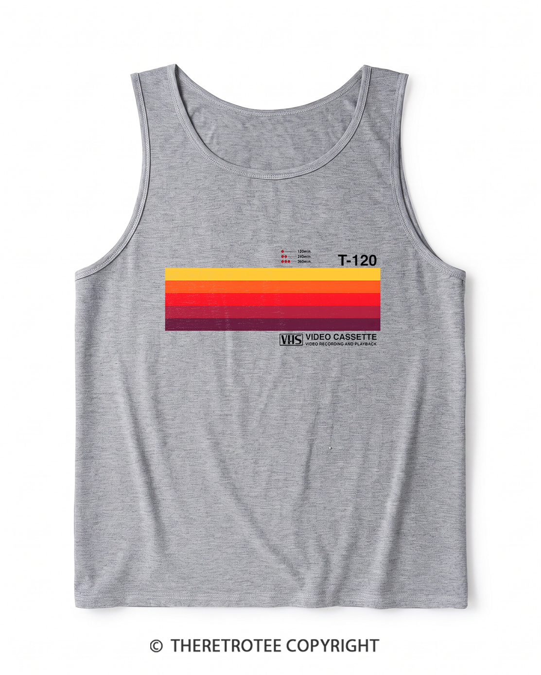 TheRetroTee Sunset Video Cassette VHS 1980s Heather Tank Top