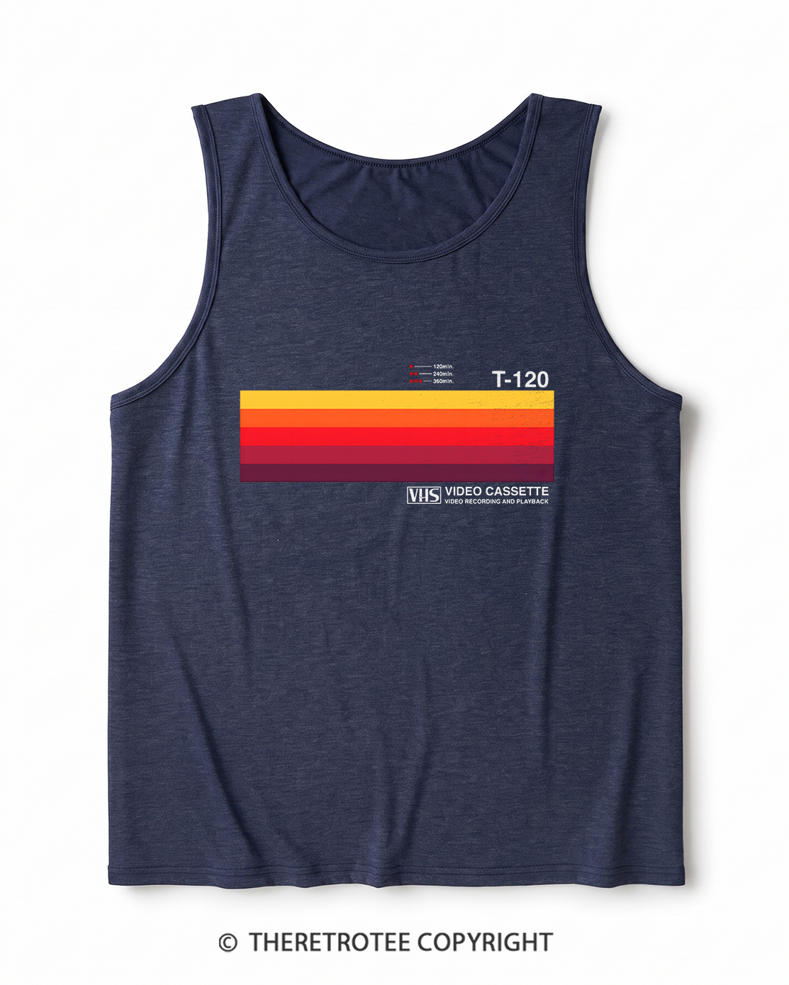 TheRetroTee Sunset Video Cassette VHS 1980s Heather Tank Top