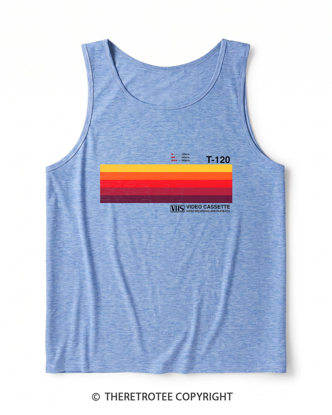 TheRetroTee Sunset Video Cassette VHS 1980s Heather Tank Top
