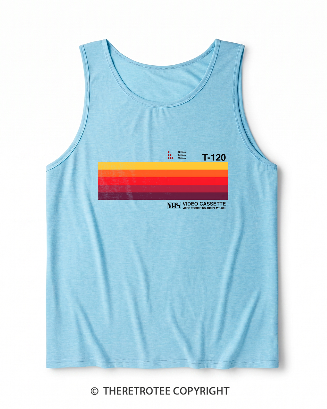 TheRetroTee Sunset Video Cassette VHS 1980s Heather Tank Top