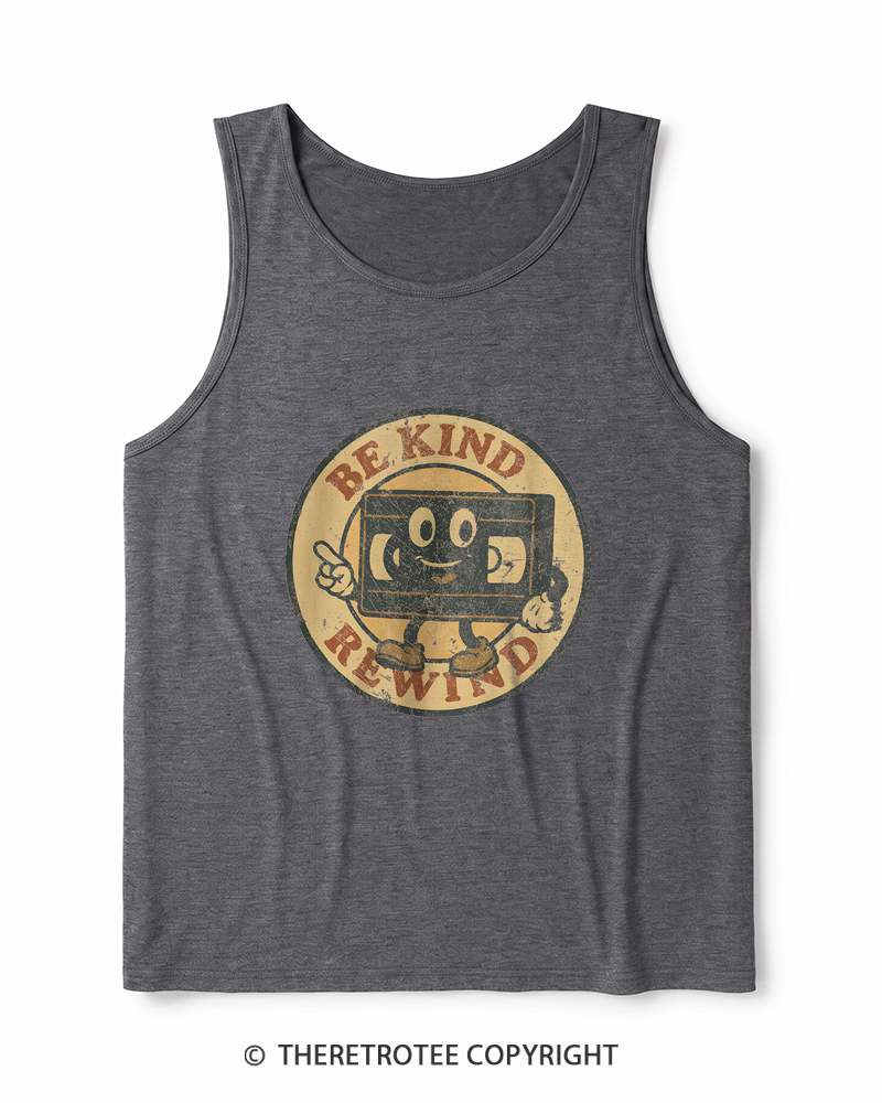 TheRetroTee Be Kind Rewind 1980s Heather Tank Top