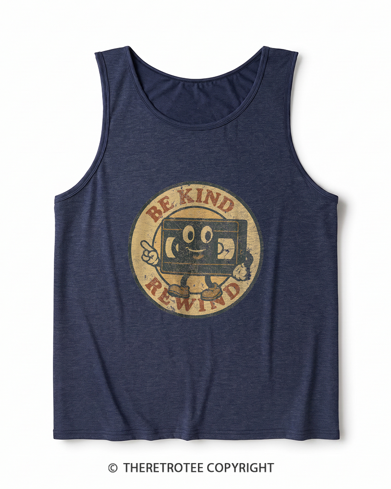 TheRetroTee Be Kind Rewind 1980s Heather Tank Top