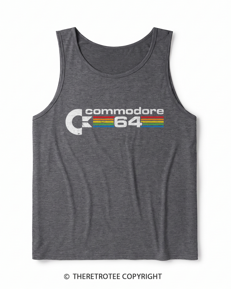 TheRetroTee Commodore 64 1980s Heather Tank Top
