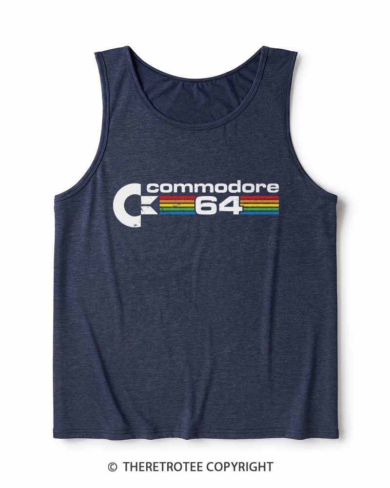 TheRetroTee Commodore 64 1980s Heather Tank Top