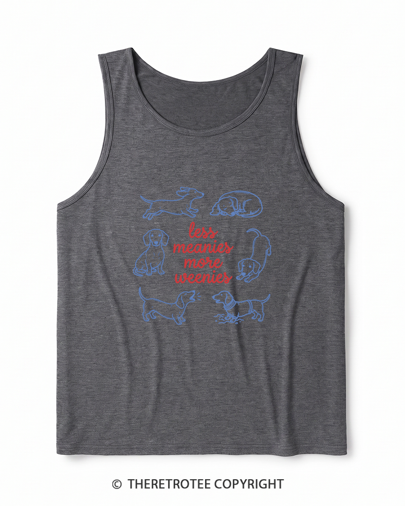 TheRetroTee Less Meanies More Weenies 1980s Heather Tank Top