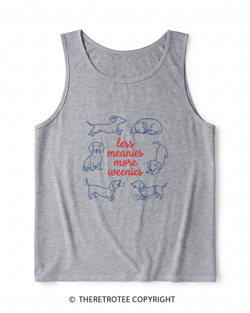 TheRetroTee Less Meanies More Weenies 1980s Heather Tank Top