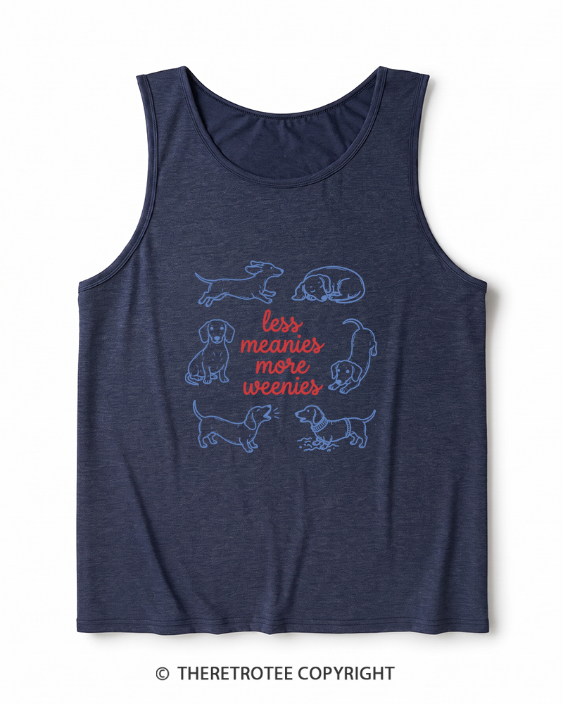 TheRetroTee Less Meanies More Weenies 1980s Heather Tank Top