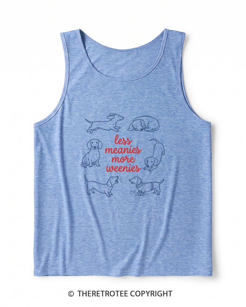 TheRetroTee Less Meanies More Weenies 1980s Heather Tank Top