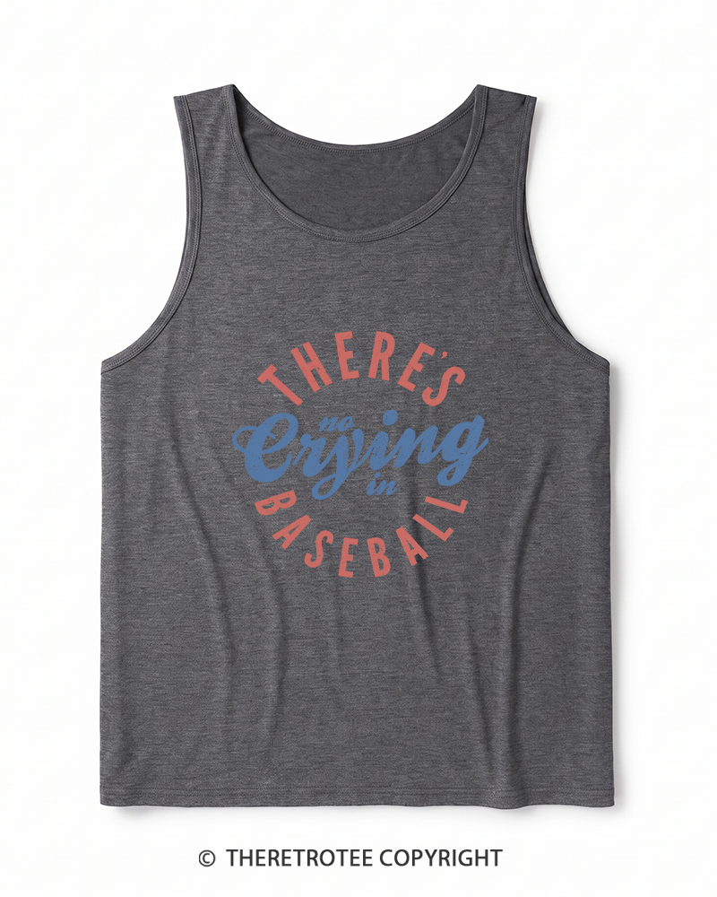 TheRetroTee There’s No Crying In Baseball 1980s Heather Tank Top