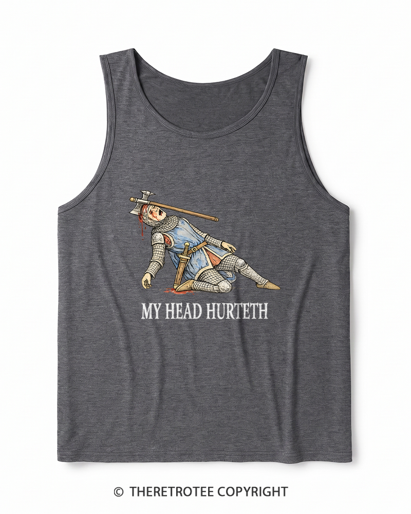 TheRetroTee My Head Hurteth Heather Tank Top