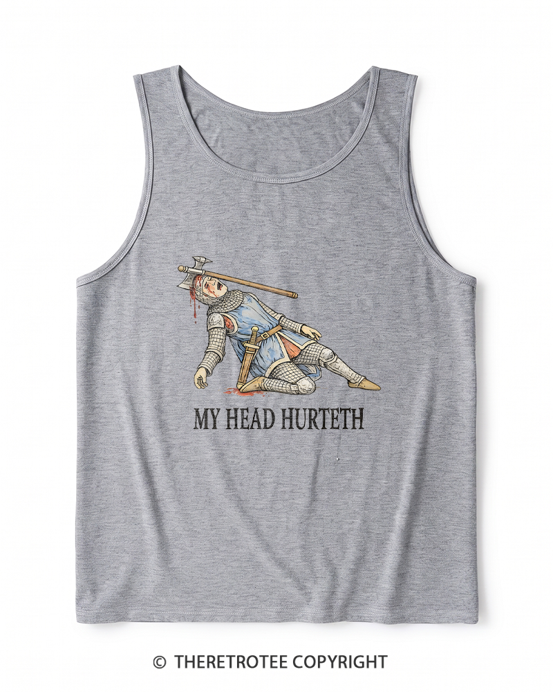 TheRetroTee My Head Hurteth Heather Tank Top