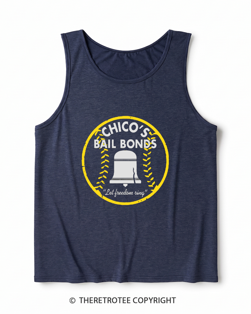 TheRetroTee Chico's Bail Bonds 1970s Heather Tank Top