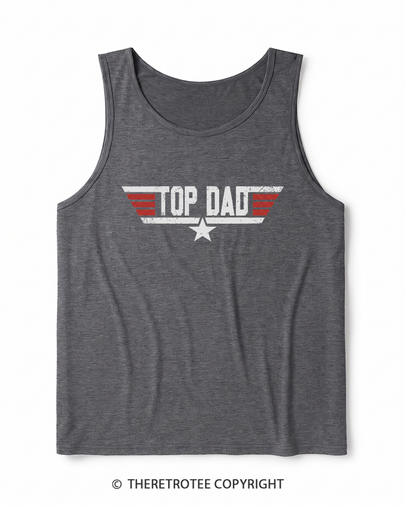 TheRetroTee Top Dad 1980s Heather Tank Top