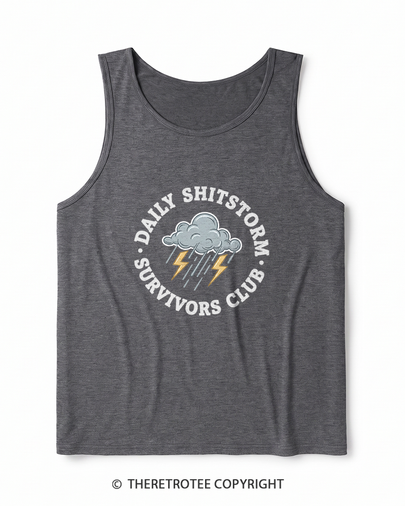 TheRetroTee Daily Shitstorm Survivors Club 1990s Heather Tank Top