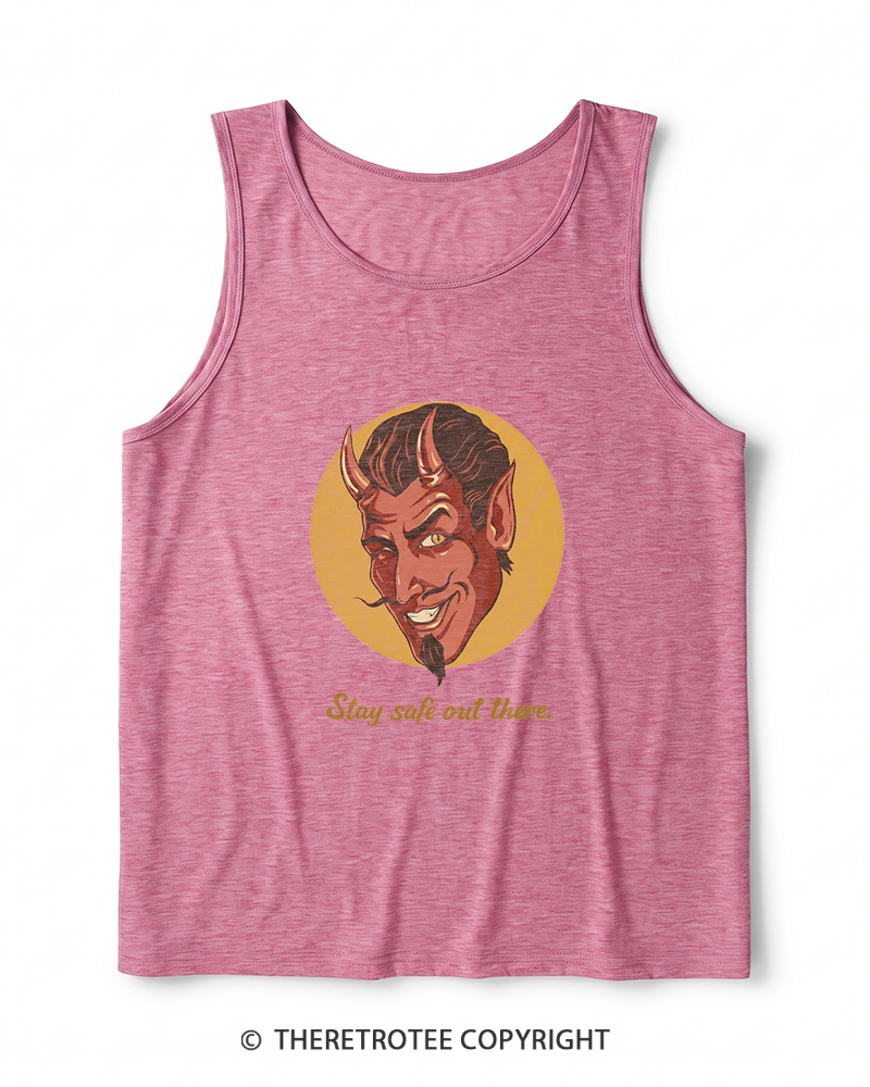 TheRetroTee Stay Safe Out There 1970s Heather Tank Top